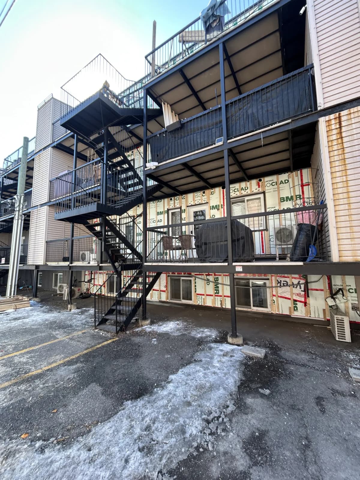 Isoclad panels installed in mid-winter on the rear facade